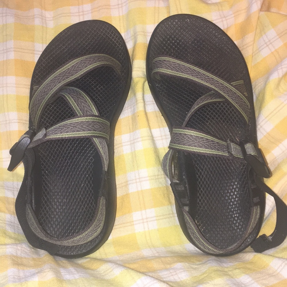 green & black chacos